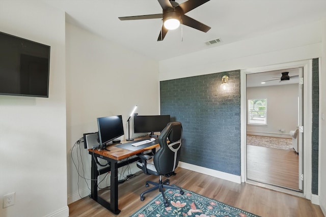 810 Turner Blvd, Grand Prairie, TX 75050 - home office featuring ceiling fan, wood finished floors, and baseboards