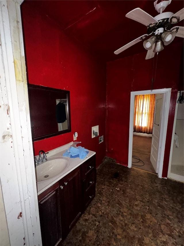 1205 W Arlington Ave, Fort Worth, TX 76110 - bathroom with ceiling fan and vanity