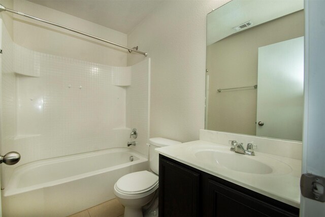 1407 Swan Ridge Dr, Sherman, TX 75092 - bathroom featuring toilet, vanity, shower / bathtub combination, and tile patterned floors