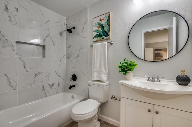 2209 Sheriff Dr, Grand Prairie, TX 75051 - full bathroom featuring toilet, bathtub / shower combination, vanity, and wood finished floors