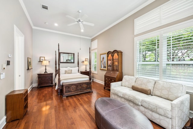 3024 Greenhill Dr, Plano, TX 75093 - bedroom with wood finished floors, baseboards, ornamental molding, and recessed lighting