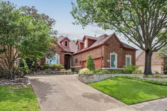 3024 Greenhill Dr, Plano, TX 75093 - view of front of property featuring brick siding, asphalt driveway, a front lawn, and an attached garage