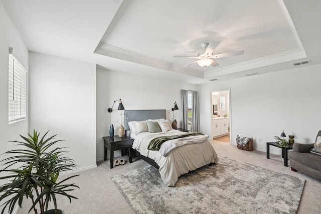 1229 Autumn Mist Ln, Forney, TX 75126 - bedroom featuring a raised ceiling, light colored carpet, and multiple windows