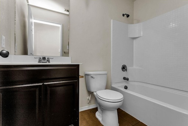 133 Feverbush Dr, Fate, TX 75189 - full bath featuring tile patterned floors, toilet, vanity, bathtub / shower combination, and baseboards