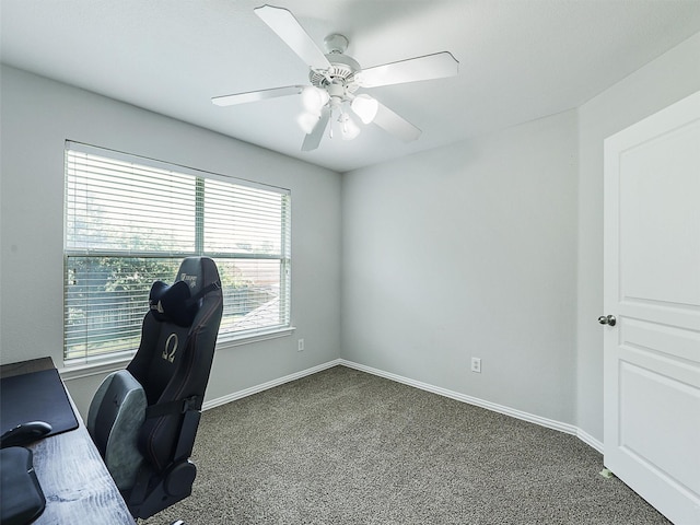 832 Adams Dr, Burleson, TX 76028 - unfurnished office with carpet, healthy amount of natural light, ceiling fan, and baseboards