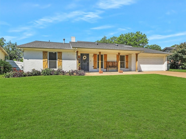 5433 Greenwood Way N, Richland Hills, TX 76180 - ranch-style home featuring brick siding, a front yard, driveway, and a porch