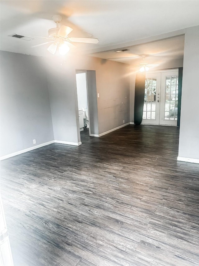 1706 N Ricketts St, Sherman, TX 75092 - unfurnished room with a ceiling fan, baseboards, wood finished floors, and french doors