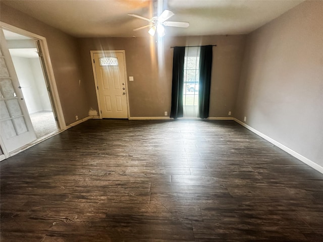 1706 N Ricketts St, Sherman, TX 75092 - entryway featuring a ceiling fan, dark wood-type flooring, and baseboards