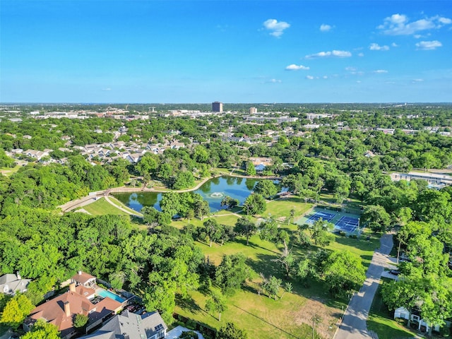 747 Kessler Lake Dr, Dallas, TX 75208 - aerial overview of property's location with a large body of water and a tree filled landscape