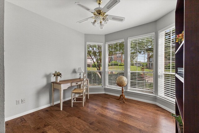 1590 N Hills Dr, Rockwall, TX 75087 - office with healthy amount of natural light, baseboards, and wood finished floors