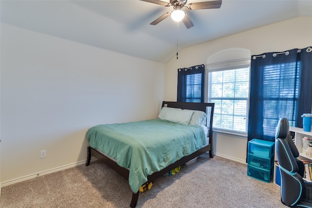 3066 Stoney Hollow Ln, Rockwall, TX 75087 - carpeted bedroom featuring vaulted ceiling, baseboards, and a ceiling fan