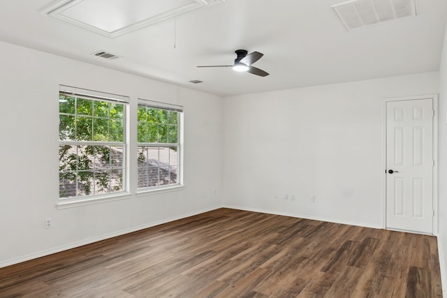 4816 Rockcreek Ln, Plano, TX 75024 - empty room featuring wood finished floors, attic access, baseboards, and ceiling fan