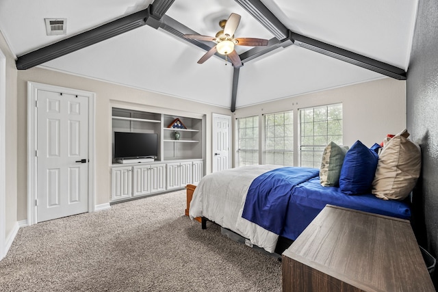 2320 Table Rock Ct, Arlington, TX 76006 - bedroom featuring carpet, lofted ceiling, and ceiling fan