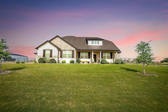 340 Sanger Dr, Springtown, TX 76082 - view of front of property with stone siding, covered porch, and a shingled roof