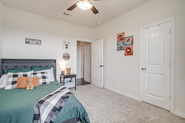 340 Sanger Dr, Springtown, TX 76082 - bedroom with carpet, baseboards, and ceiling fan
