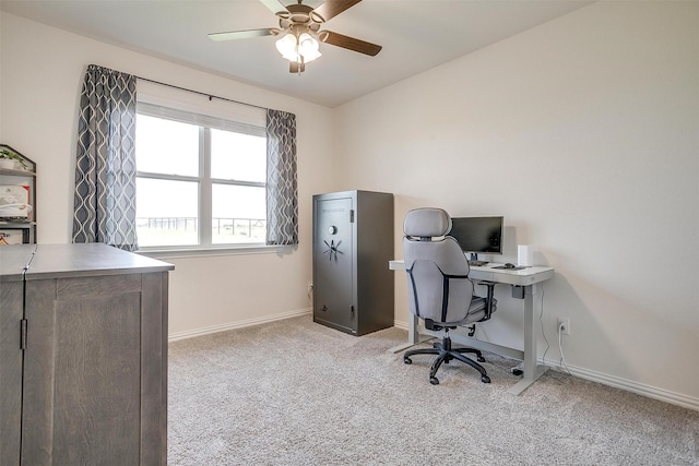 340 Sanger Dr, Springtown, TX 76082 - home office with carpet floors, ceiling fan, and baseboards