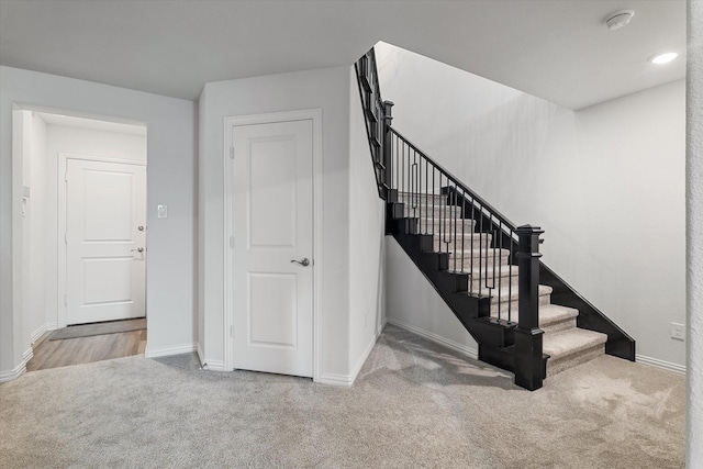 5542 Yellowstone Rd, The Colony, TX 75056 - stairs featuring carpet flooring and baseboards