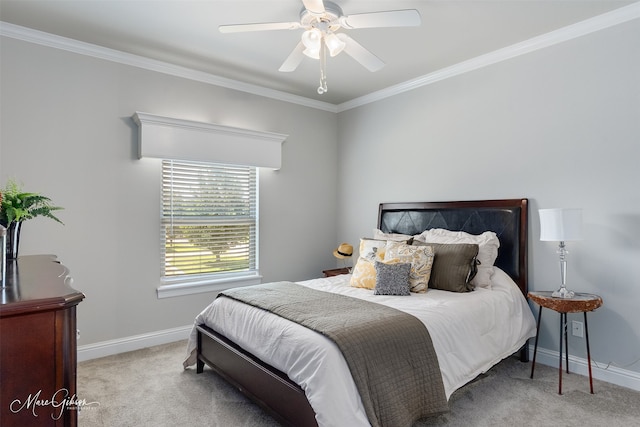 152 Sand Beach Blvd, Shreveport, LA 71105 - bedroom with carpet, crown molding, and a ceiling fan