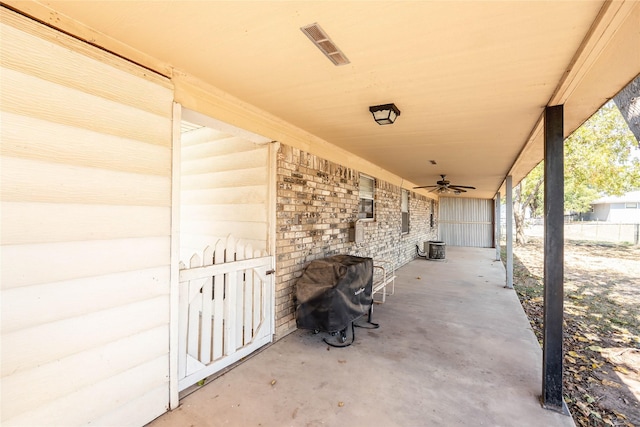 97 Wade St, Nocona, TX 76255 - view of patio / terrace featuring fence and ceiling fan