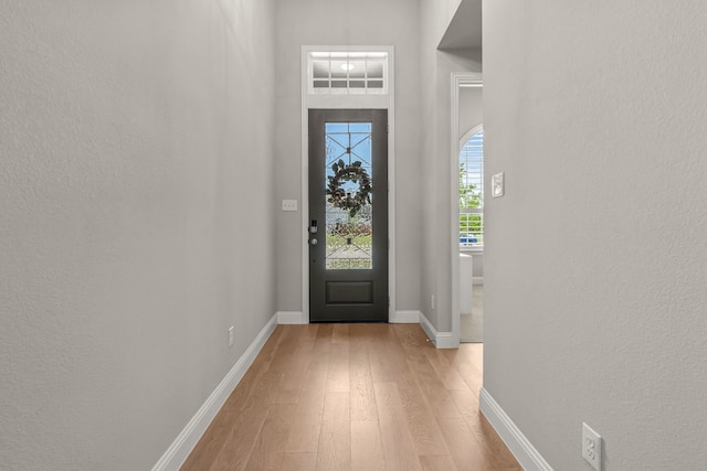 2424 Song Sparrow Ln, Mckinney, TX 75071 - foyer featuring light wood-type flooring, a textured wall, and baseboards