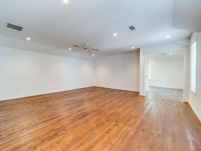 6302 Waggoner Dr, Dallas, TX 75230 - empty room featuring light wood-style floors, a ceiling fan, recessed lighting, and baseboards