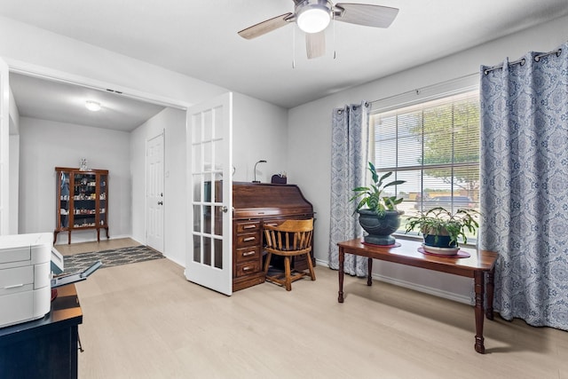 1930 Copper Ridge Cir, Rockwall, TX 75032 - office space with wood finished floors, ceiling fan, and baseboards