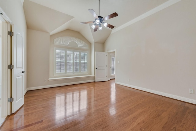 8621 Nichols Way N, Richland Hills, TX 76180 - spare room featuring ceiling fan, wood finished floors, baseboards, and vaulted ceiling