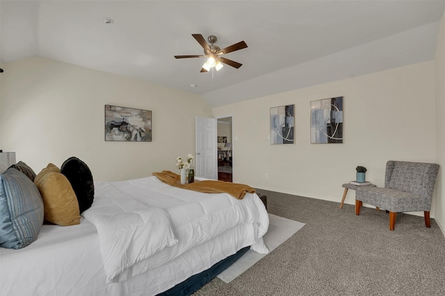 1424 Greenwich Dr, Allen, TX 75013 - bedroom featuring vaulted ceiling, carpet, baseboards, and ceiling fan