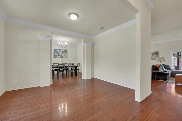 1424 Greenwich Dr, Allen, TX 75013 - unfurnished room featuring ornamental molding, a chandelier, wood finished floors, and baseboards
