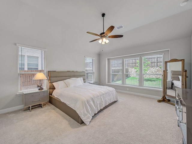 1316 Brentfield Dr, Anna, TX 75409 - carpeted bedroom featuring baseboards, lofted ceiling, and a ceiling fan