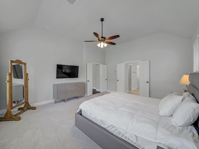1316 Brentfield Dr, Anna, TX 75409 - bedroom with carpet flooring, high vaulted ceiling, ceiling fan, and baseboards