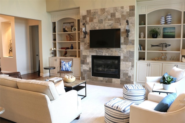11 Westview Dr, Star Harbor, TX 75148 - living area featuring a fireplace, baseboards, and built in features
