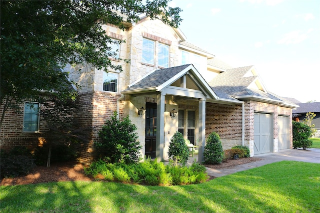 11 Westview Dr, Star Harbor, TX 75148 - view of front facade featuring brick siding, a garage, a shingled roof, and driveway