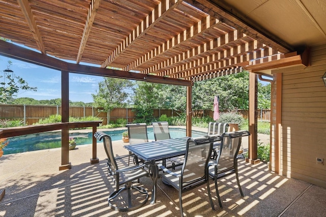 view of patio / terrace with a fenced backyard and outdoor dining area
