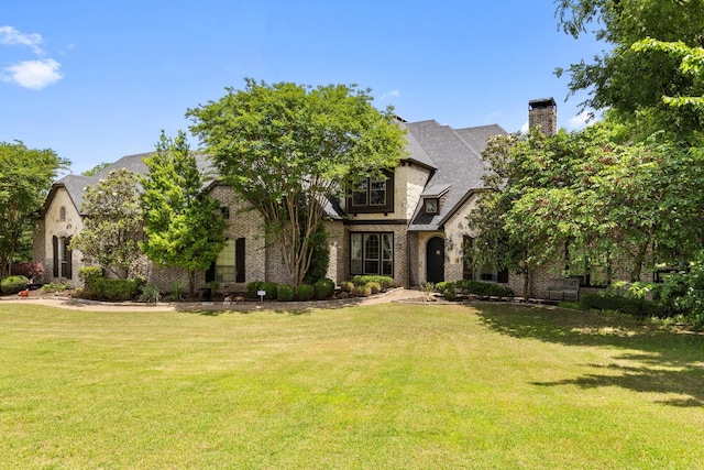 1480 Snider Ct, Lucas, TX 75002 - view of front of property with a front yard, a chimney, and brick siding