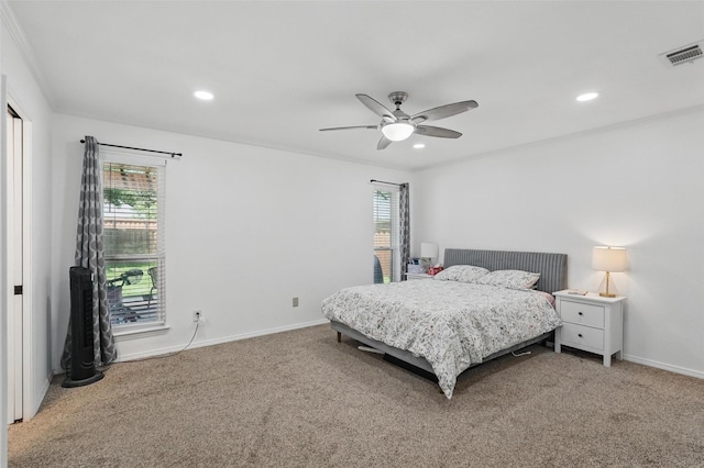 6801 Sweetwater Dr, Plano, TX 75023 - bedroom featuring carpet, recessed lighting, baseboards, and a ceiling fan