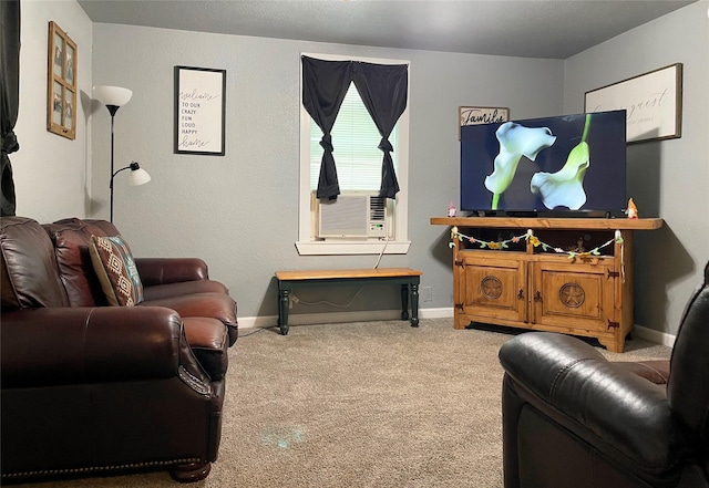 310 W Russell St, Weatherford, TX 76086 - carpeted living room with baseboards and cooling unit