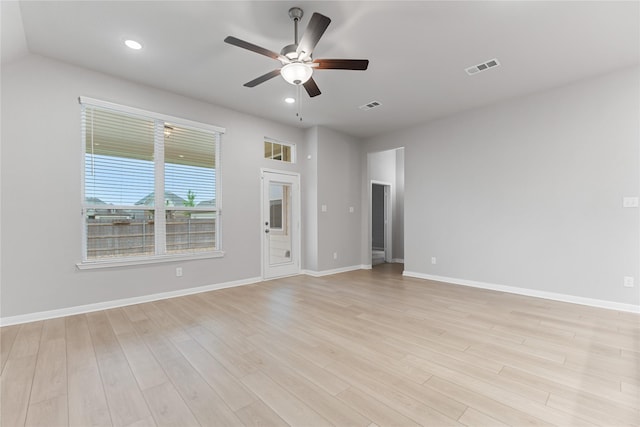 3625 Beutel Rd, Waco, TX 76655 - empty room with a ceiling fan, light wood finished floors, baseboards, and recessed lighting