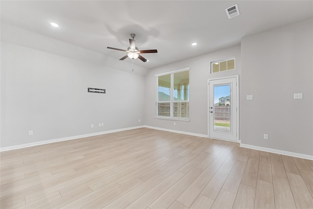 3625 Beutel Rd, Waco, TX 76655 - spare room featuring ceiling fan, light wood finished floors, baseboards, and recessed lighting