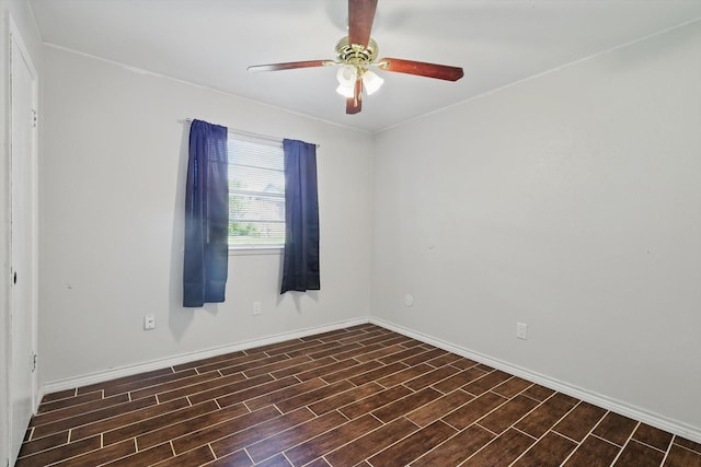 6529 Wooddale Dr, Watauga, TX 76148 - empty room featuring ceiling fan, wood finished floors, and baseboards