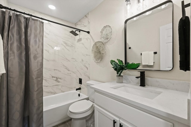 6210 Maple Springs Dr, Arlington, TX 76001 - full bath with shower / bath combination with curtain, toilet, vanity, and recessed lighting