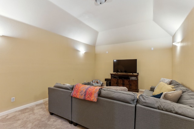 701 Mason Dr, Allen, TX 75013 - living area with light carpet, baseboards, and vaulted ceiling