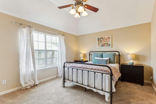 701 Mason Dr, Allen, TX 75013 - bedroom featuring carpet, baseboards, a ceiling fan, and lofted ceiling