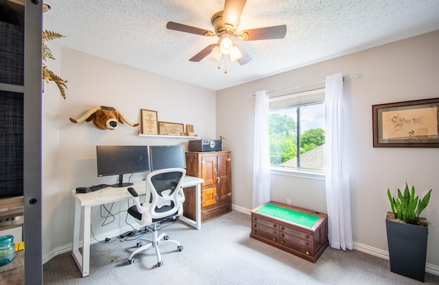 8200 Edgewater Dr, Frisco, TX 75034 - carpeted office with a ceiling fan, a textured ceiling, and baseboards