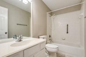 2789 Coyote Trl, Little Elm, TX 75068 - full bathroom with toilet, tub / shower combination, vanity, and tile patterned floors