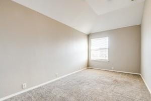 2789 Coyote Trl, Little Elm, TX 75068 - carpeted empty room with lofted ceiling and baseboards