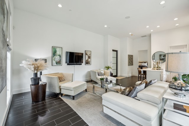 5214 Royal Ln, Dallas, TX 75229 - living room featuring recessed lighting, baseboards, and wood finished floors