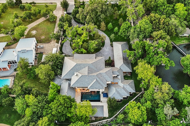 5214 Royal Ln, Dallas, TX 75229 - drone / aerial view of a nearby body of water and a pool