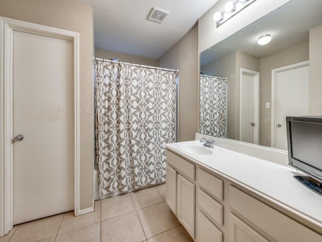 1209 Golden Eagle Ct, Aubrey, TX 76227 - full bathroom with tile patterned floors, vanity, and a shower with shower curtain