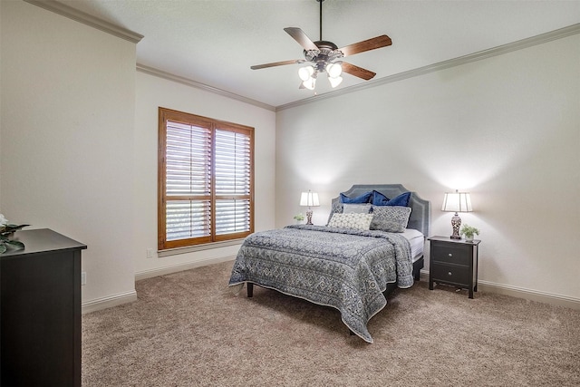 4312 Tapatio Springs Rd, Fort Worth, TX 76108 - bedroom featuring carpet floors, ornamental molding, baseboards, and ceiling fan